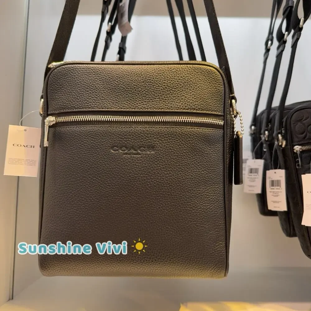 NWT COACH Tristan Crossbody Bag 22 Silver/Black Refined pebble leather CES87